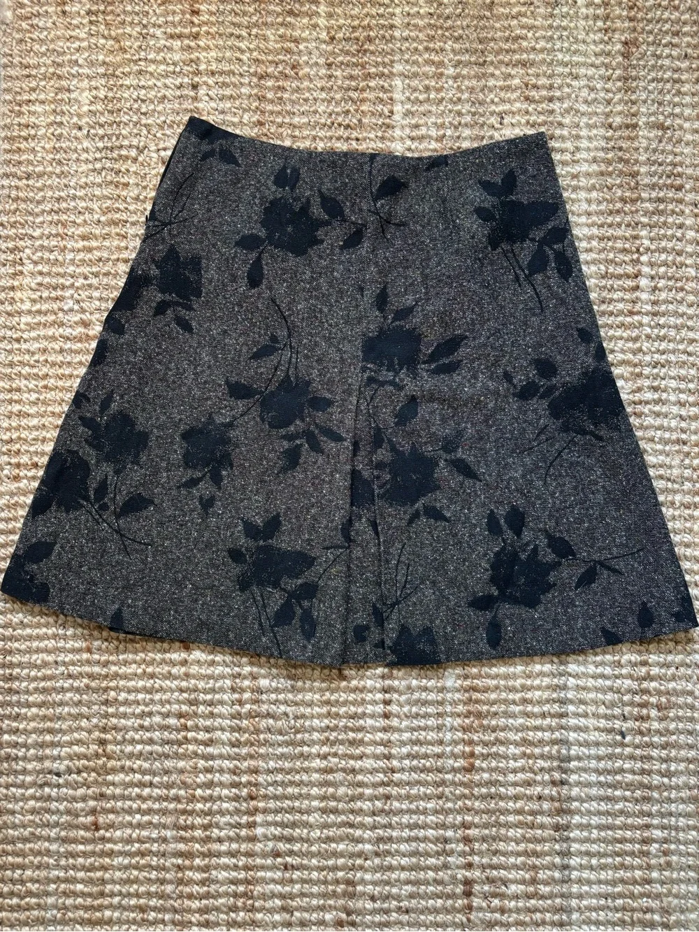 Heart Moon Star Charcoal Gray Floral A-Line Skirt